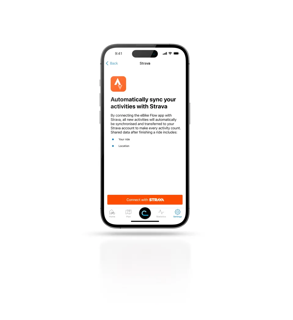 The Bosch Smart System's eBike Flow App landing page to connect the app with Strava.