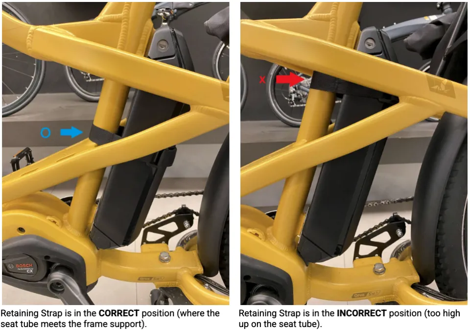 correct & incorrect position of orox battery strap