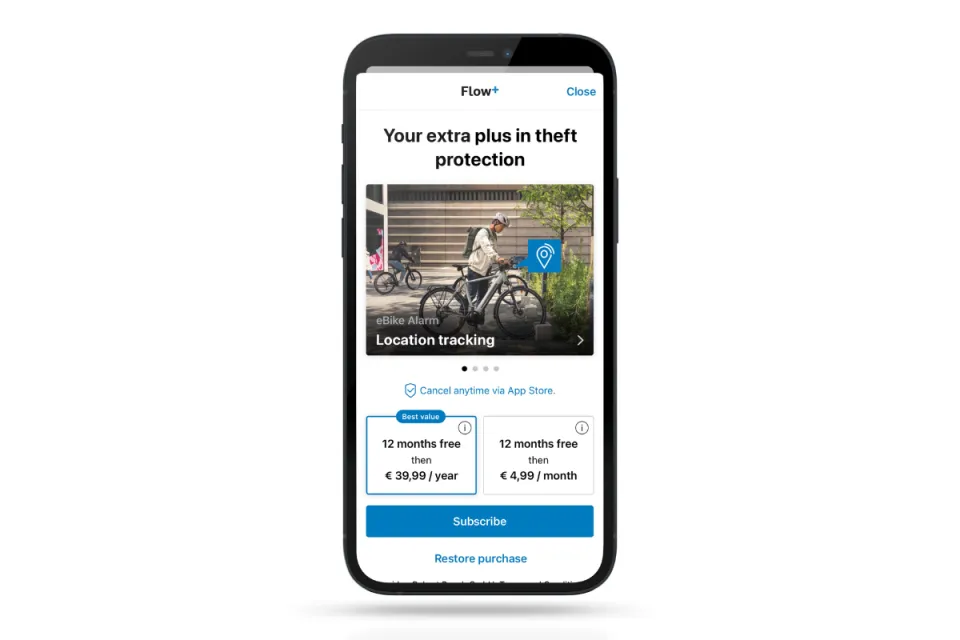Bosch ebike Flow+ subscription page