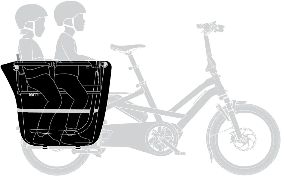 tern storm box gen 2 waterproof rear bike bucket seating two kids